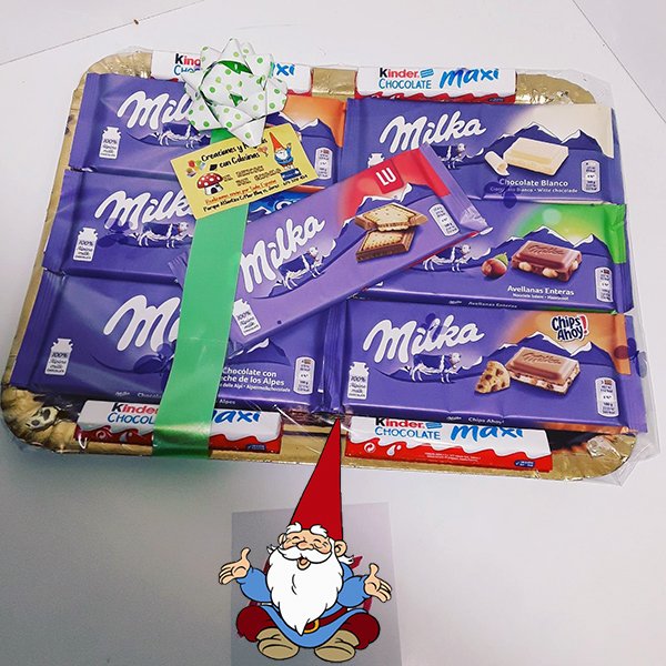 cesta mediana variado de chocolate kitkat,twix,kinder,milka.. – El Rincón  del Gnomo